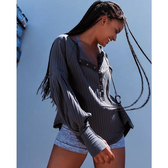 FP Movement by Free People Tops - Free People Movement Bella Layer Long Sleeve Top Womens Large Gray Cotton Boho